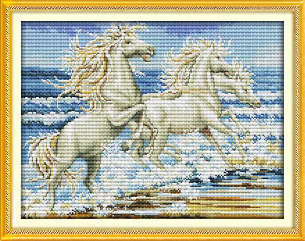 Вышитая картина Белые кони